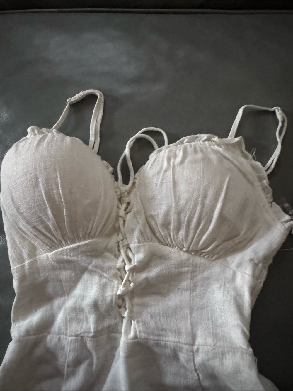 Light Cream Lace-Up Bustier  Dress - Women